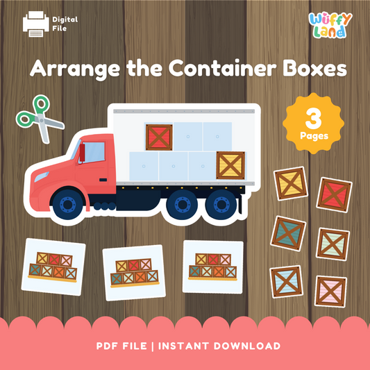 Arrange the Container Boxes Printable - Visual Spatial Logic Game for Kids