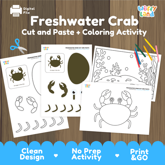 Freshwater Crab Cut and Paste Craft | Crab Coloring Page & Animal Activity