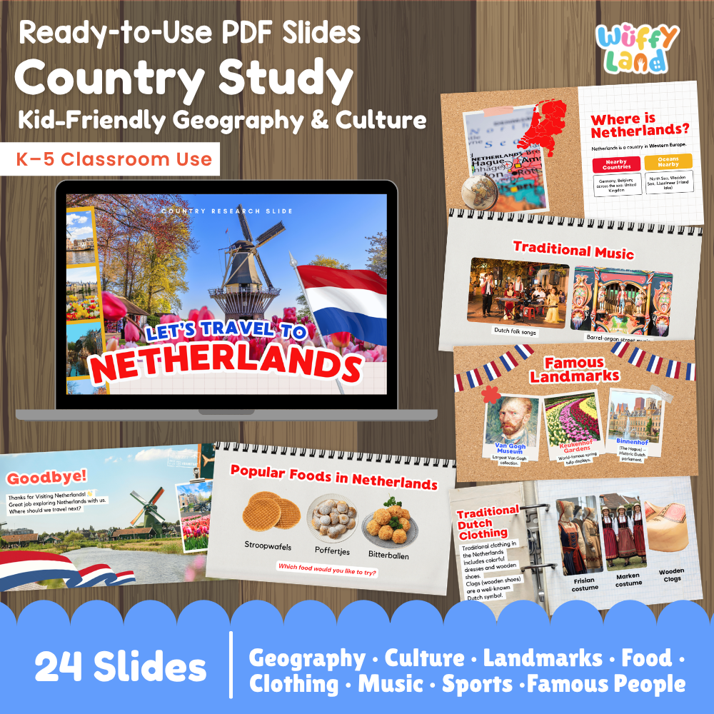 Netherlands Country Study Kid Friendly Geography & Culture PDF Slides