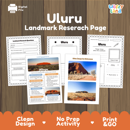 Uluru Landmark Research Page Worksheets and Fact Sheet Activity