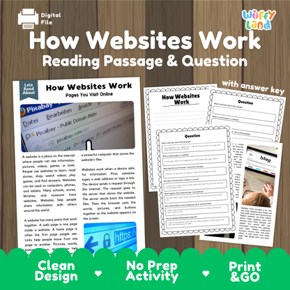 How Websites Work Reading Passage and Comprehension Questions Worksheets