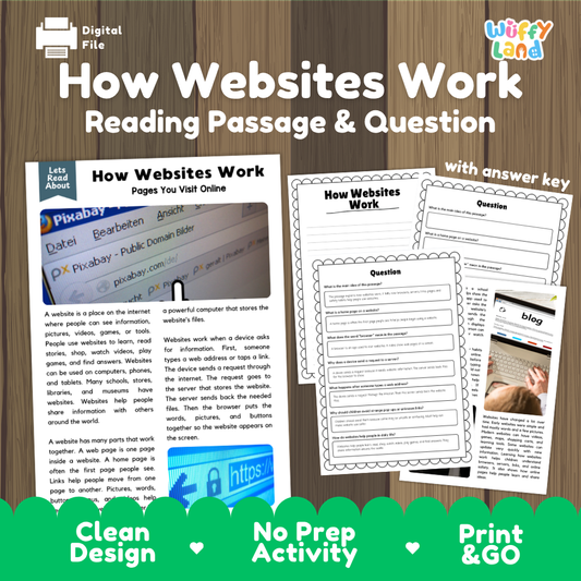 How Websites Work Reading Passage and Comprehension Questions Worksheets