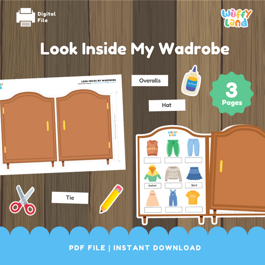 Look Inside My Wardrobe – Cut & Paste Clothing Activity for Kids - Preschool & Kindergarten Printable