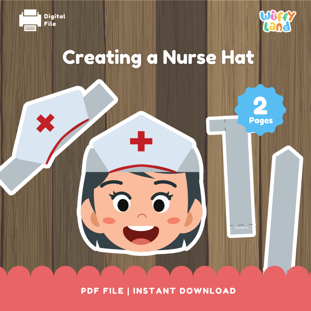 Nurse Hat Printable Pretend Play Costume for Kids wuffyplayandlearn Nurse Hat Printable Pretend Play Costume for Kids wuffyplayandlearn