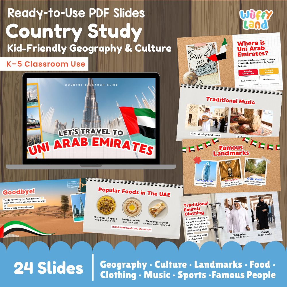 United Arab Emirates Country Study Kid Friendly Geography & Culture PDF Slides