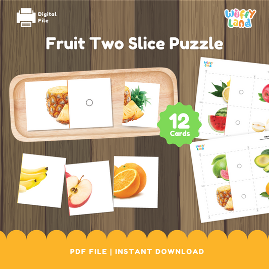 Fruit Two Slice Puzzle - Fun & Educational Printable Activity for Kids