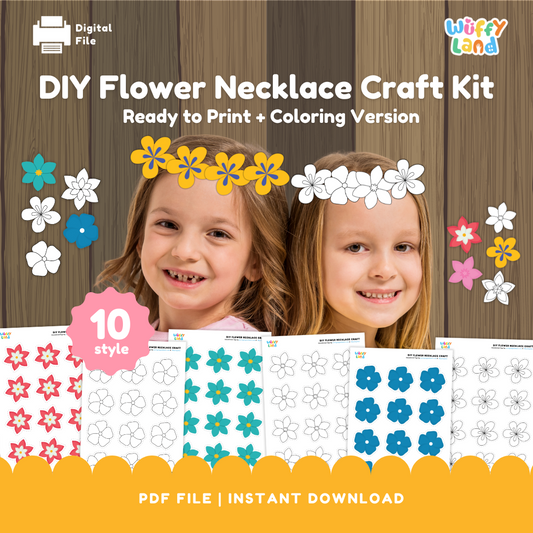 DIY Flower Necklace Craft Kit - Printable Flower Craft Activity for Kids