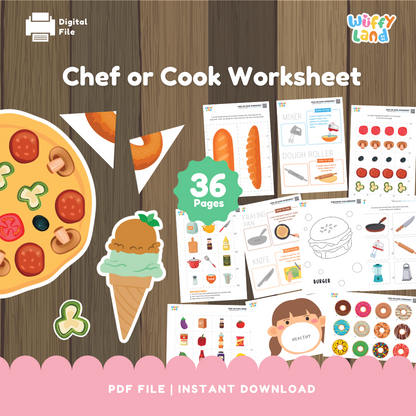 Chef & Cooking Worksheets for Kids: Fun and Educational Activities | Printable PDF | Instant Download