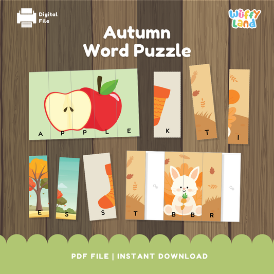 Autumn Word Puzzle - Fall Literacy Center Activity