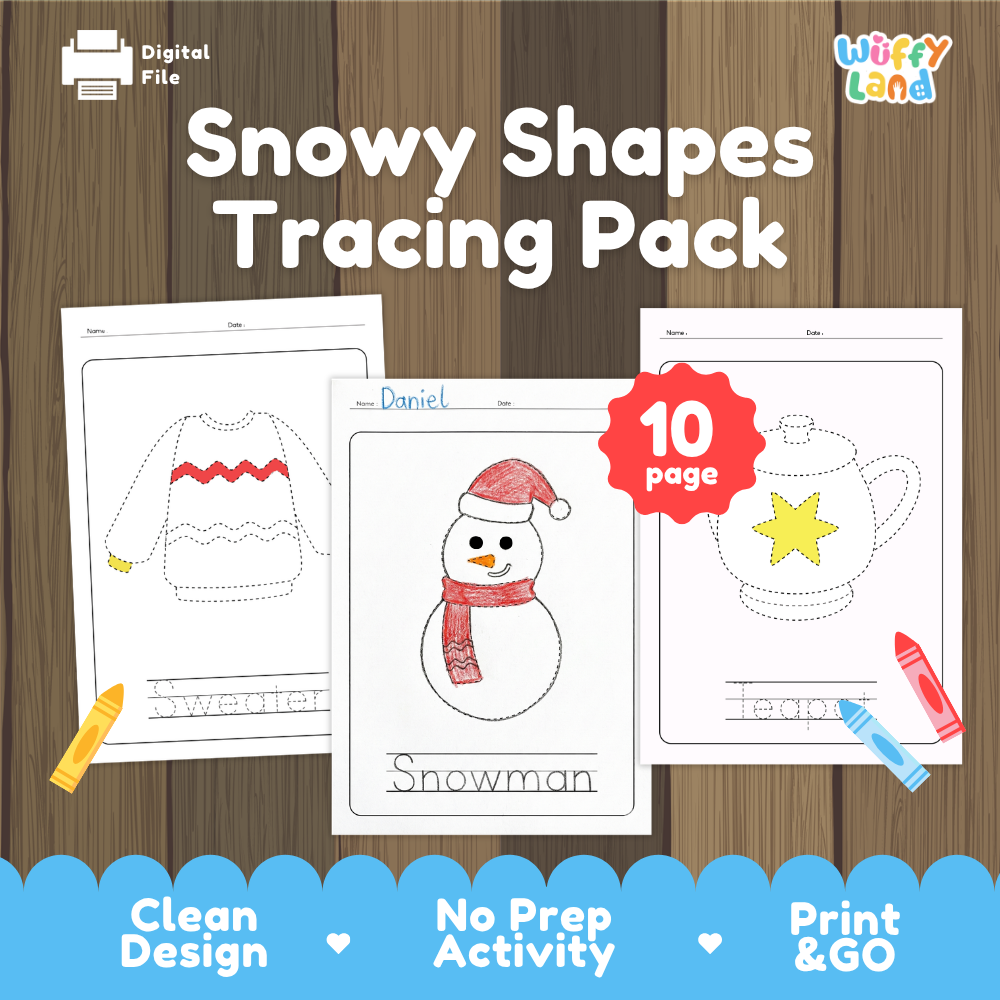 Snowy Shapes Tracing Pack Worksheets
