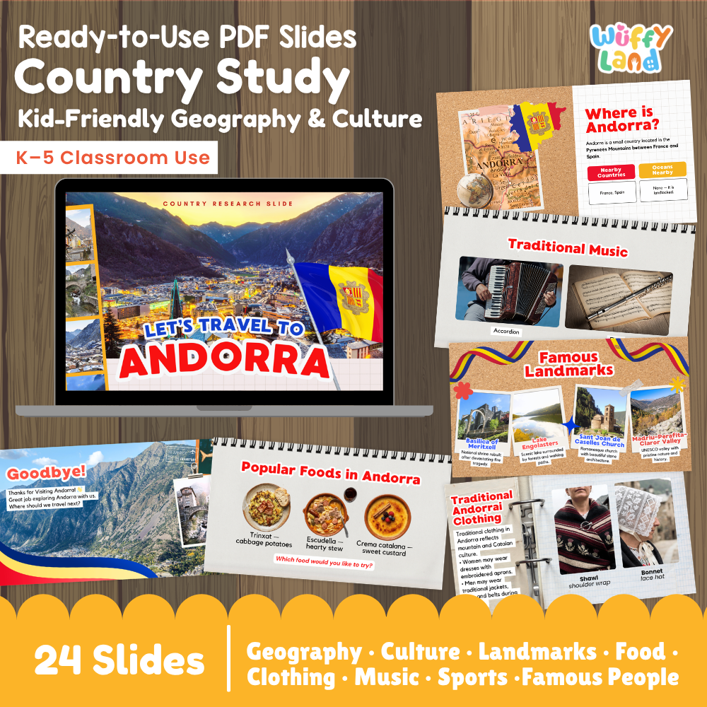 Andorra Country Study Kid Friendly Geography & Culture PDF Slides