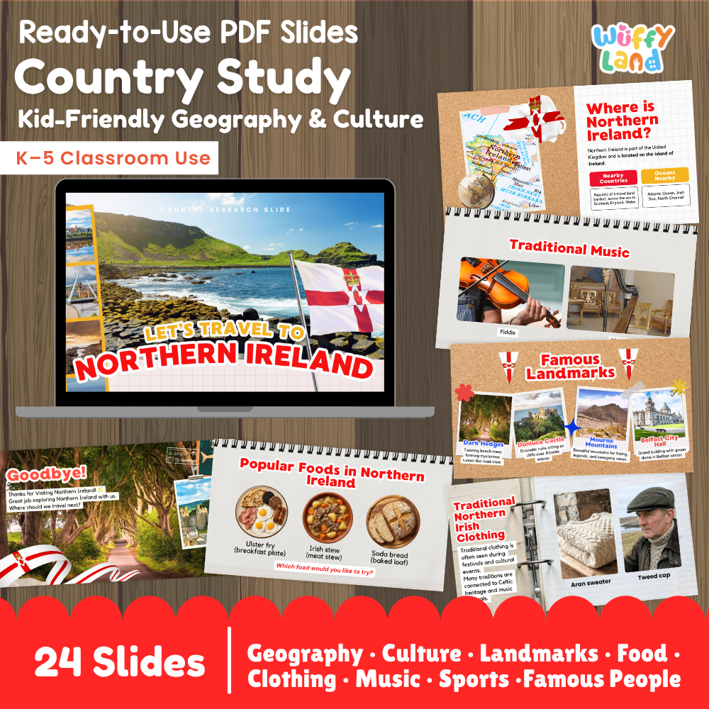 Northern Ireland Country Study Kid Friendly Geography & Culture PDF Slides