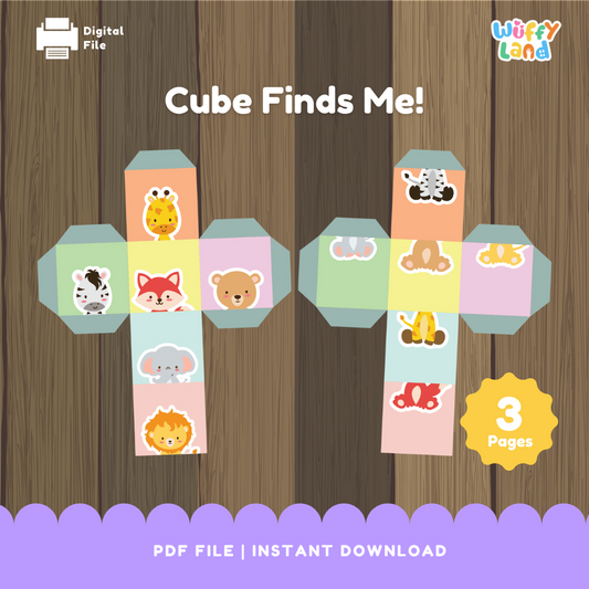 Cube Finds Me! - Fun Printable Dice Game for Kids - Animal & Object Matching Activity