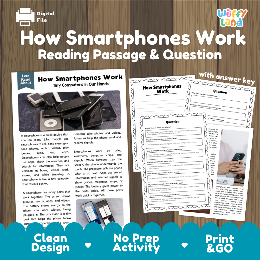 How Smartphones Work Reading Passage and Comprehension Questions Worksheets
