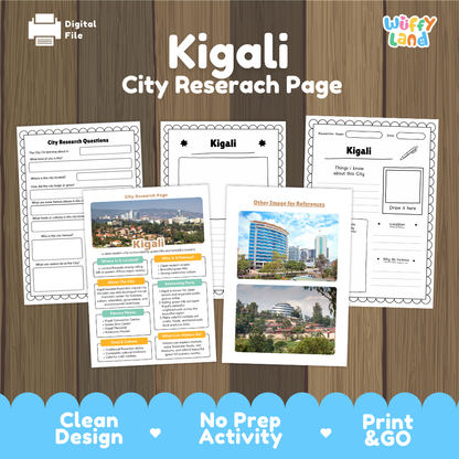 Kigali City Research Project Worksheets and Fact Page Activity