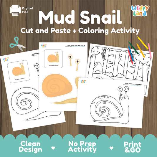 Mud Snail Cut and Paste Craft | Snail Coloring Page & Animal ActivityMud Snail
