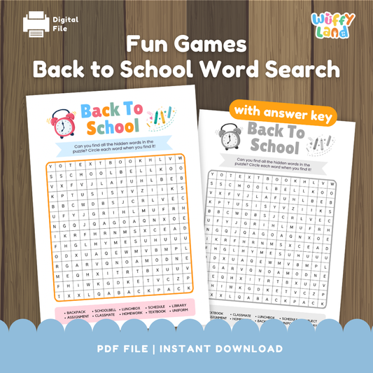 Back To School Word Search For Kids - First Day of School Activities