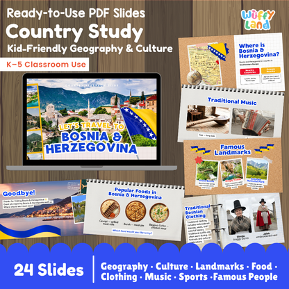 Bosnia and Herzegovina Country Study Kid Friendly Geography & Culture PDF Slides