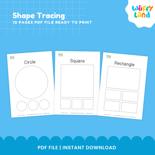 Shape Tracing Worksheets for Preschool & Kindergarten - 2D Shapes Fine Motor Practice Printable