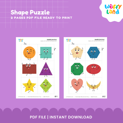Teka-teki Bentuk yang Dapat Dicetak untuk Anak Prasekolah &amp; TK - Aktivitas Mencocokkan Bentuk 2D - Pusat Geometri Menyenangkan