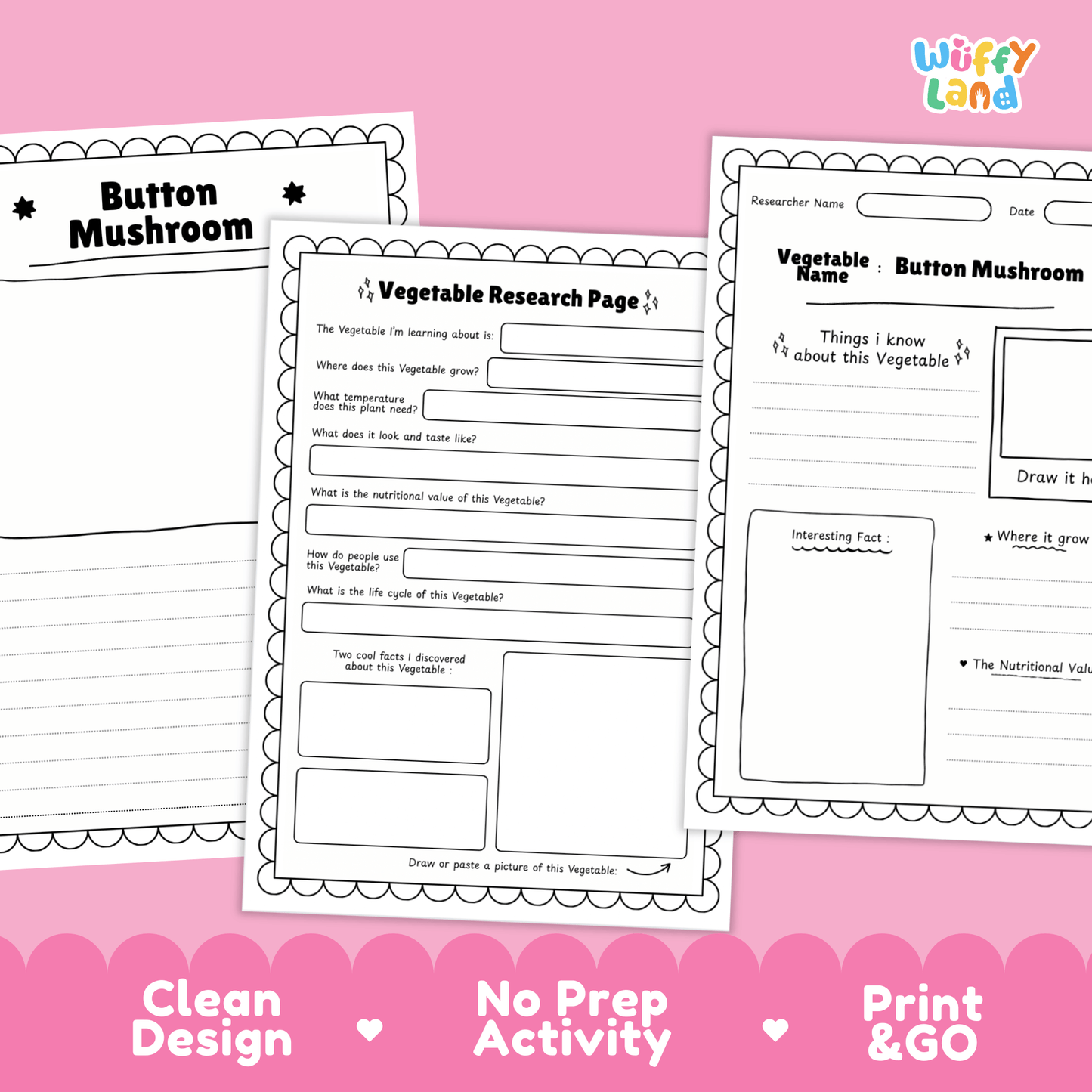 Button Mushroom Vegetable Research Activity Worksheet Healthy Eating Science