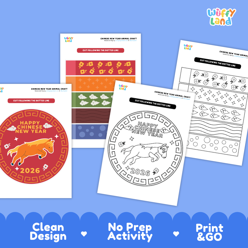 Chinese New Year Animal Craft Printable Year of the Horse Celebration Activity Set