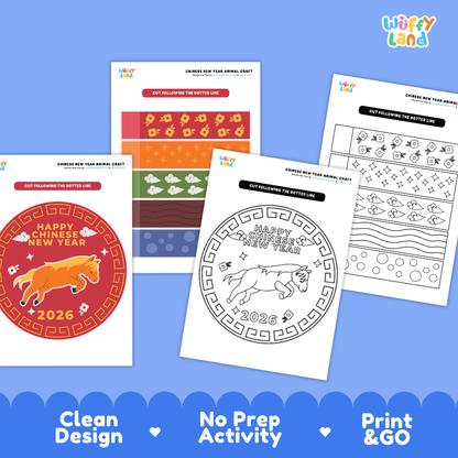 Chinese New Year Animal Craft Printable Year of the Horse Celebration Activity Set