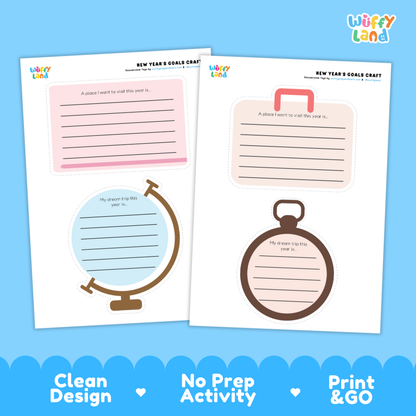 New Year's Goals Craft Printable Goal Setting Writing Activity