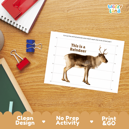 Reindeer Cut and Match Puzzle Activity Worksheets