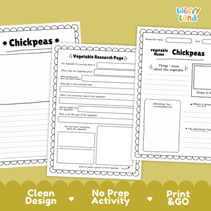 Chickpeas Vegetable Research Activity Worksheet Healthy Eating Science Legumes