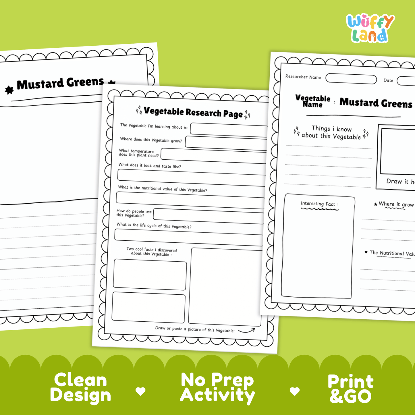 Mustard Greens Vegetable Research Activity Worksheet Healthy Eating Science