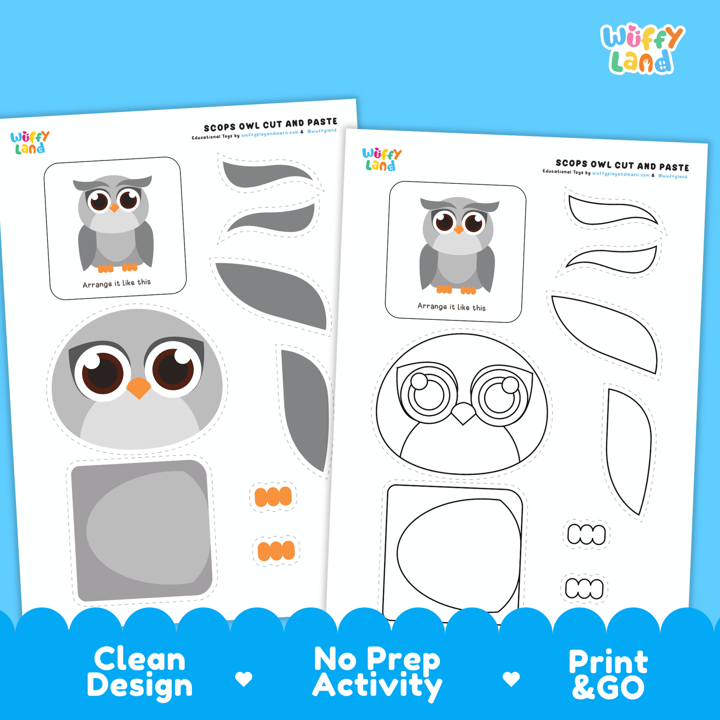 Scops Owl Cut and Paste Craft | Owl Coloring Page & Nocturnal Animal Activity