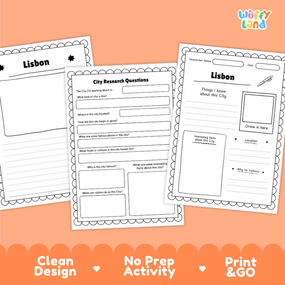 Lisbon City Research Page Worksheets and Fact Sheet Activity