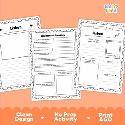 Lisbon City Research Page Worksheets and Fact Sheet Activity
