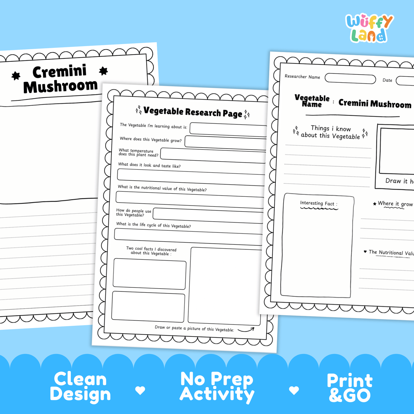 Cremini Mushroom Vegetable Research Activity Worksheet Healthy Eating Science