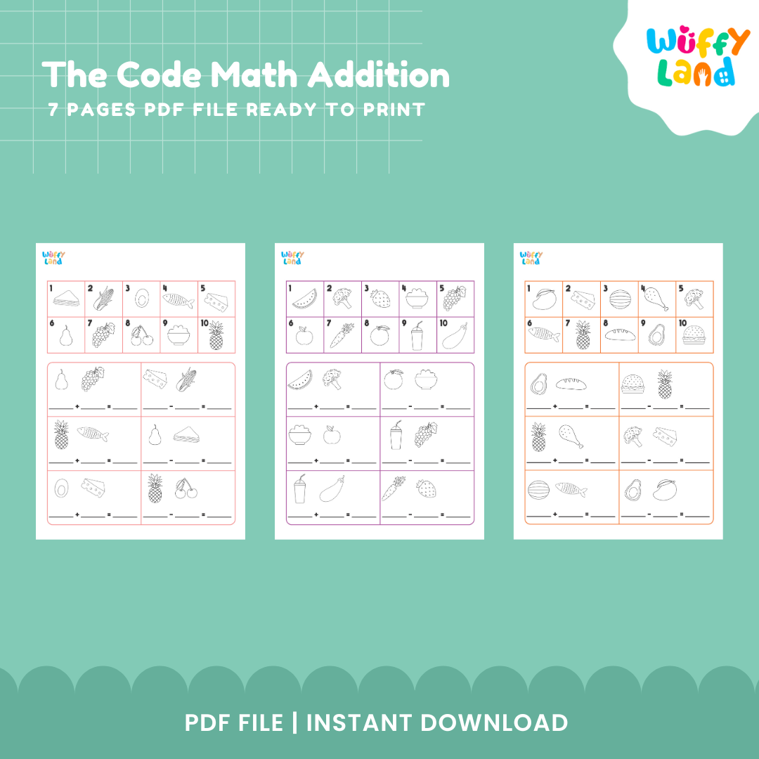 Lembar Kerja Penjumlahan Matematika Kode - Aktivitas Matematika Berbasis Logika yang Menyenangkan untuk Anak-Anak