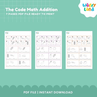 Lembar Kerja Penjumlahan Matematika Kode - Aktivitas Matematika Berbasis Logika yang Menyenangkan untuk Anak-Anak