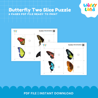 Butterfly Two Slice Puzzle – Fun Learning Printable for Kids!