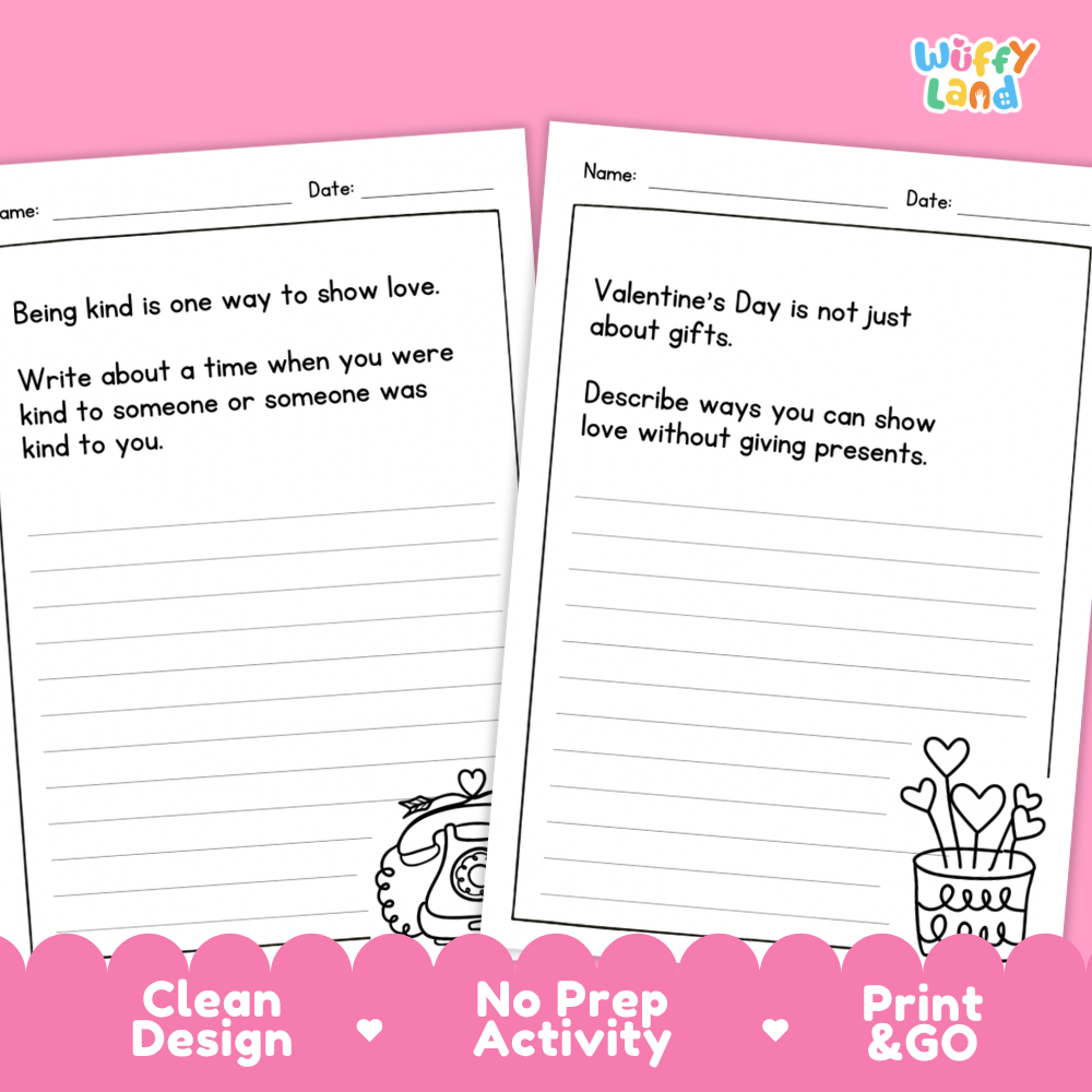 Valentine's Day Long Writing Prompts Worksheets