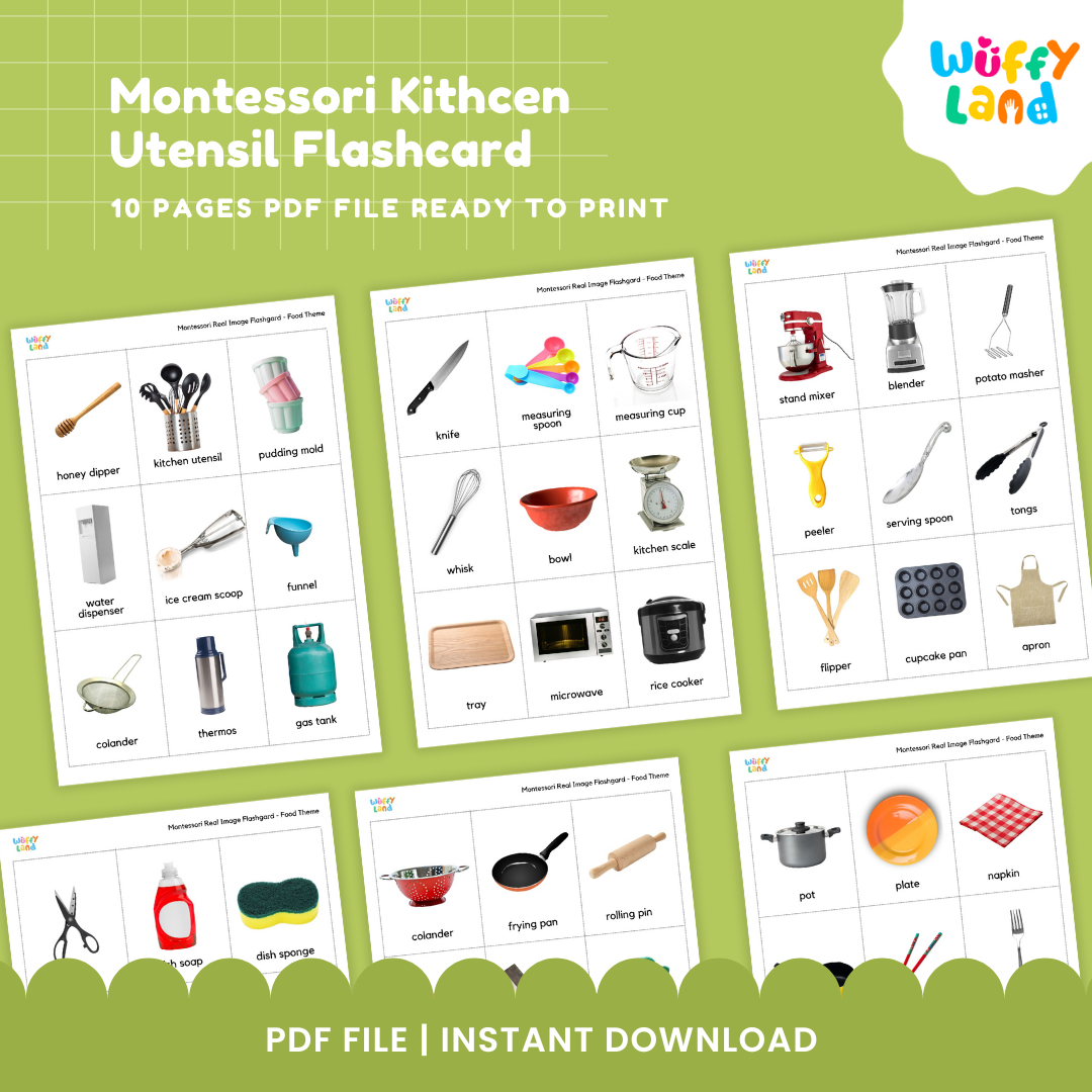 Montessori Kithcen Utensil Flashcard