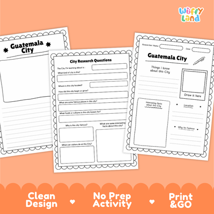 Guatemala City Research Page Worksheets and Fact Sheet