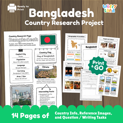 Bangladesh Geography Activity Bundle Country Research Posters Flashcards