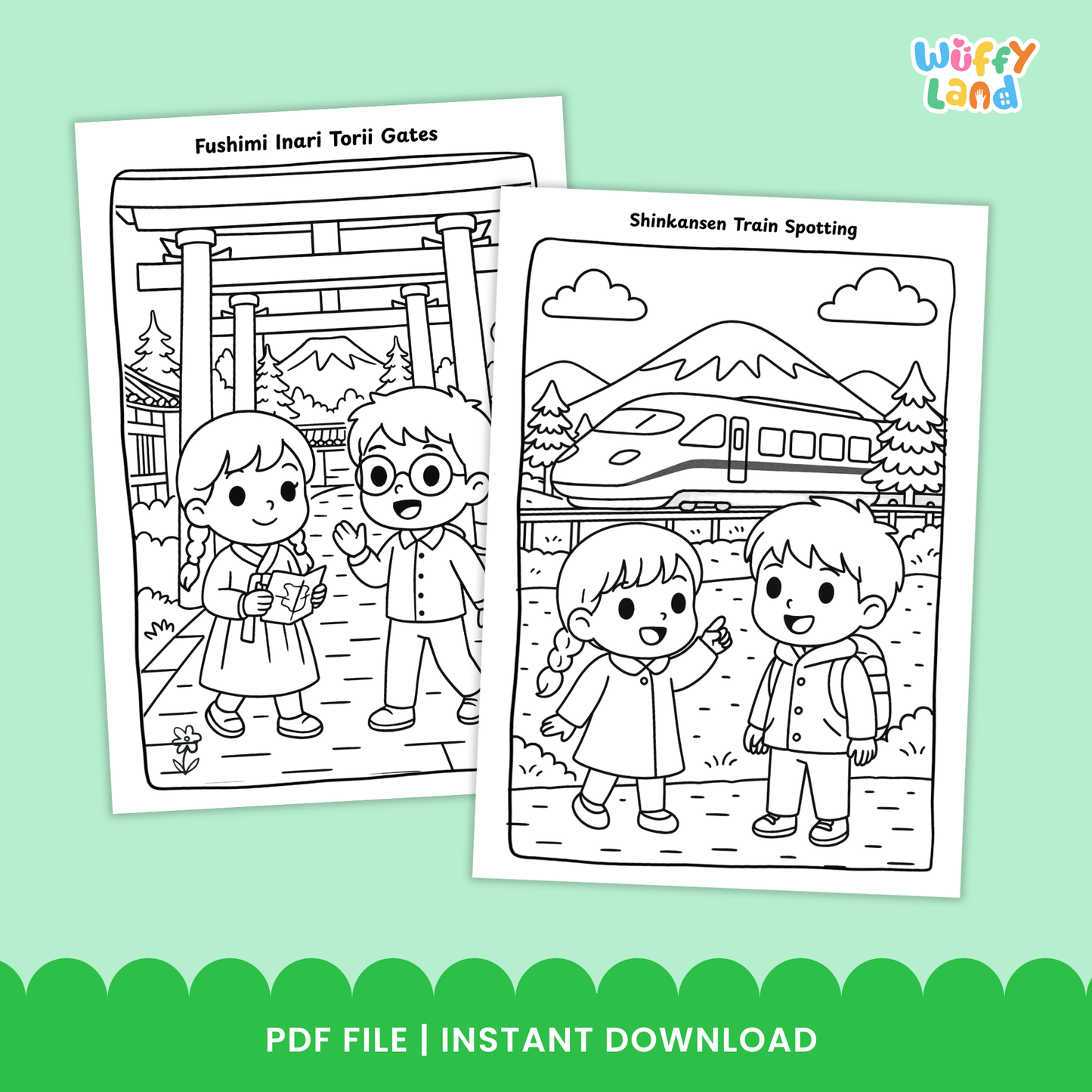 Japan Coloring Pages | Japan Landmarks, Culture & Travel Scenes | No Prep Printa