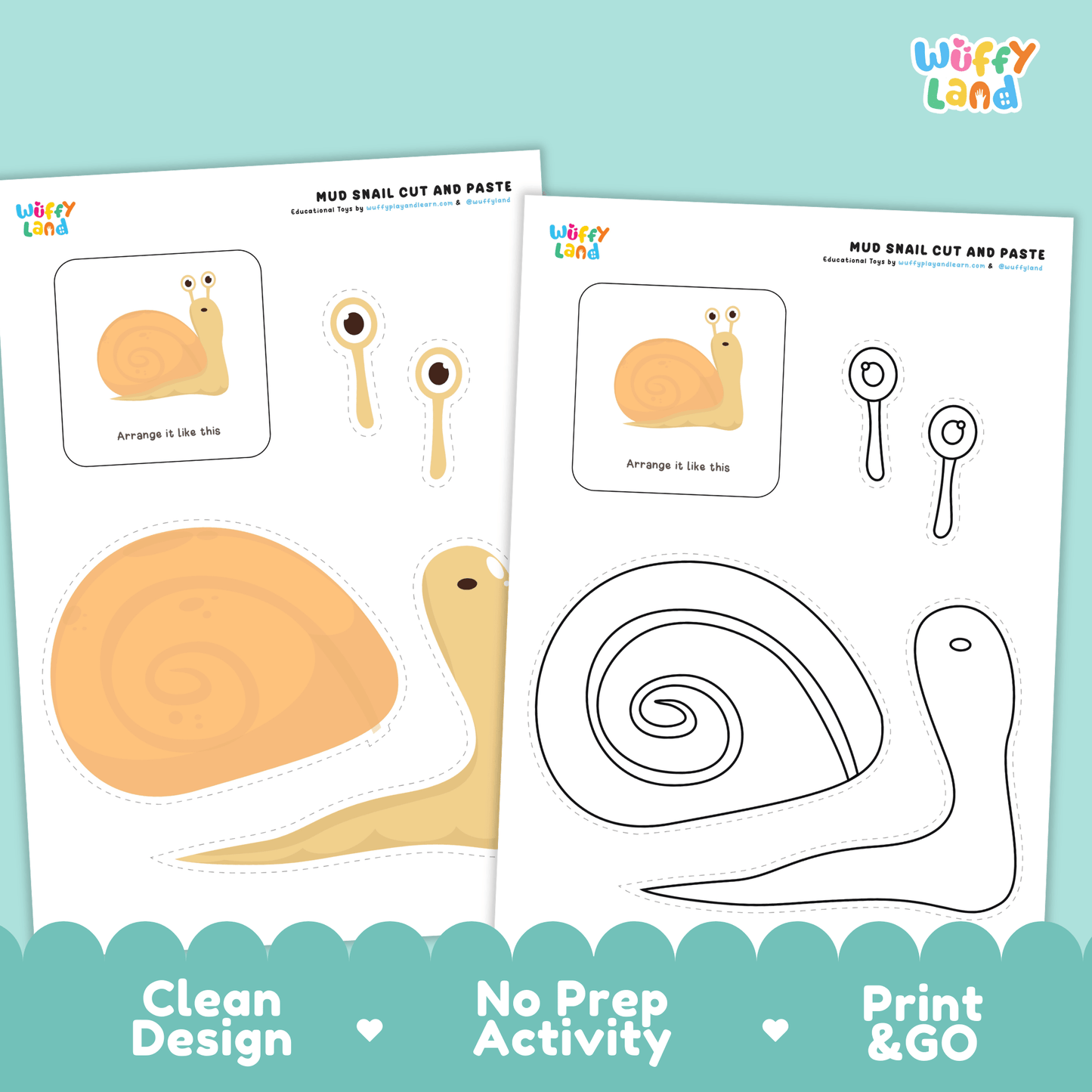 Mud Snail Cut and Paste Craft | Snail Coloring Page & Animal ActivityMud Snail