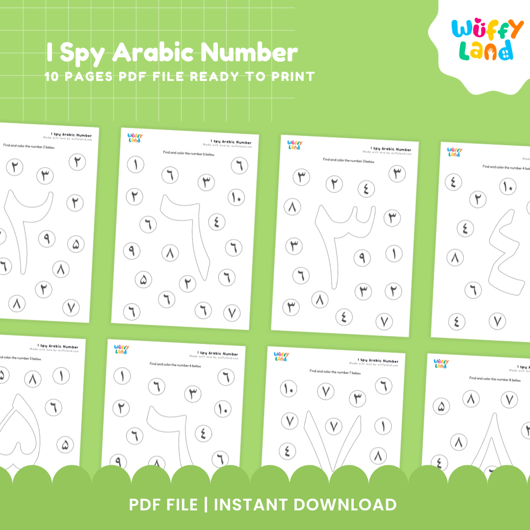 I Spy Arabic Numbers Activity Sheets | 10 Fun-Filled Pages | Printable PDF for Kids Learning