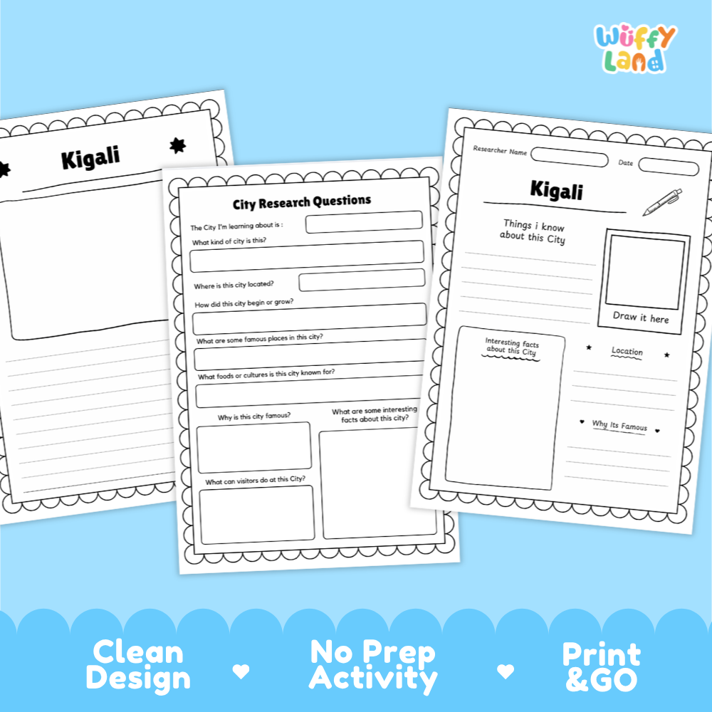 Kigali City Research Project Worksheets and Fact Page Activity
