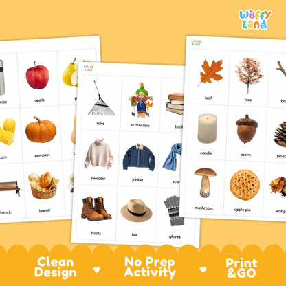 Fall Vocabulary Flashcards Worksheets and Printables