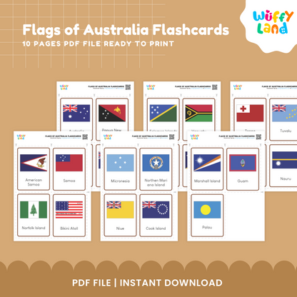 Flags of Australia Flashcards 23 Printable Flashcards for Kids - Geography Learning