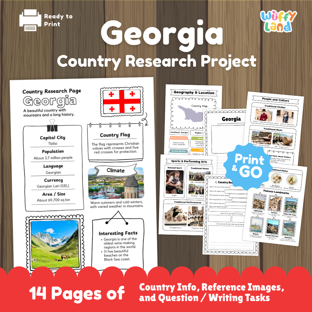 Georgia Geography Activity Bundle Country Research Posters Flashcards