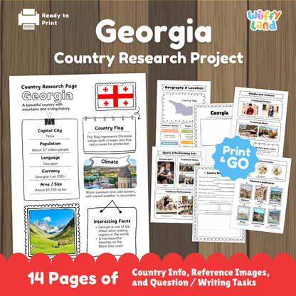 Georgia Geography Activity Bundle Country Research Posters Flashcards